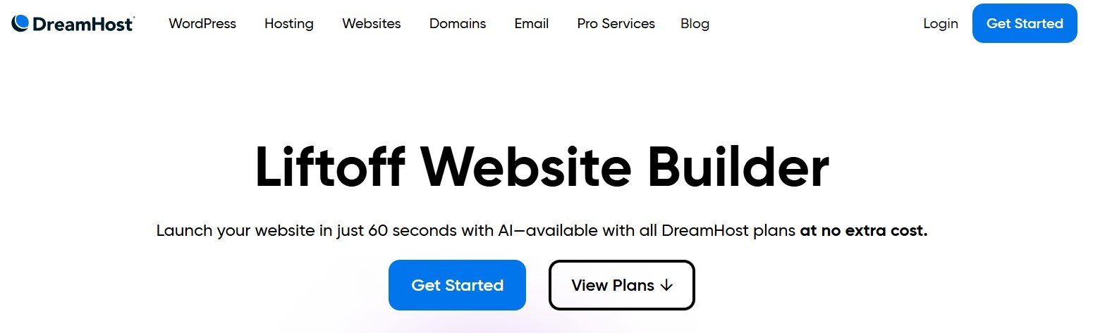 DreamHost Web Hosting Liftoff Website Builder