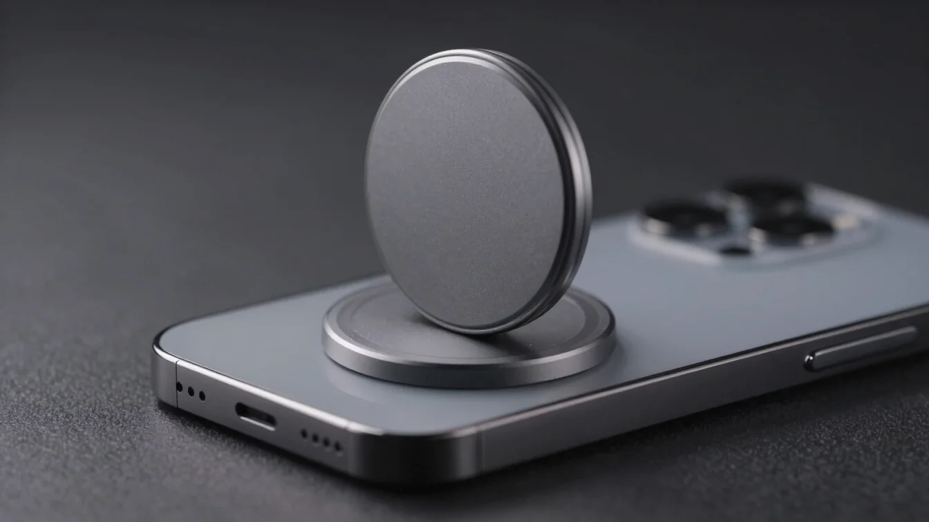 Close-up of a MagSafe charger magnetically attached to a phone, c
